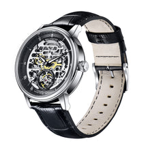 Classic men's watch on black leather strap