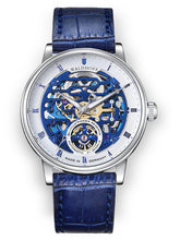 Classic men's watch on blue leather strap
