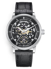 Back classic men's watch on black leather strap