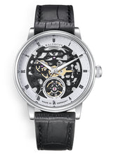 Classic men's watch on black leather strap