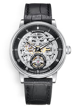 Classic men's watch on black leather strap