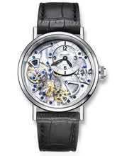 Skeleton watch on a black leather strap