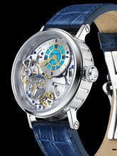 Skeleton watch with turquoise dial