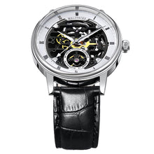 Classic men's watch on black leather strap