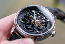 Back classic men's watch closeup