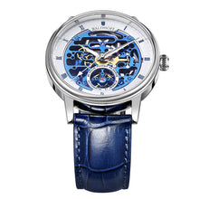 Classic men's watch on blue leather strap