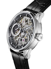 Skeleton watch with damascus steel dial