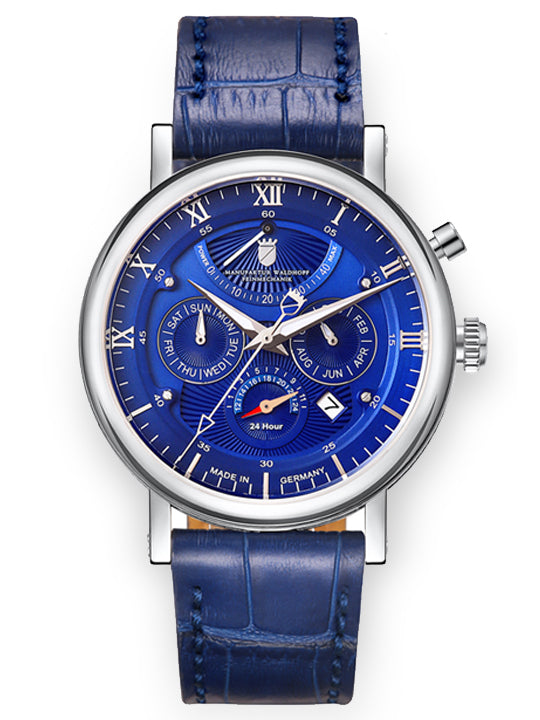 Blue multifunction automatic watch