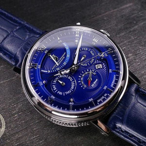 Blue multifunction automatic watch
