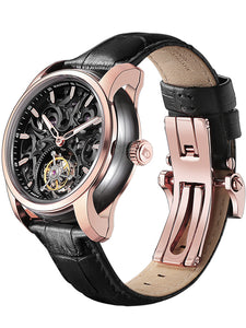 Rose Gold tourbillon watch with black movement