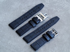 Black Italian leather strap with Deployant Clasp