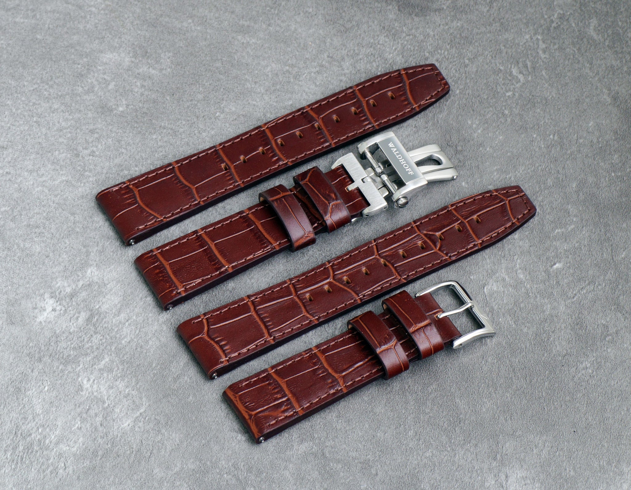 Brown Italian leather strap with Deployment Clasp