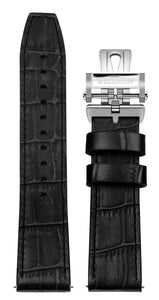 Black Italian leather strap with Deployant Clasp