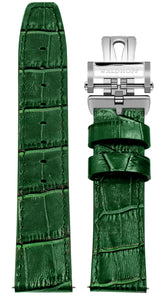 Green Italian leather strap with Deployant clasp