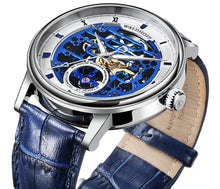 Classic men's watch on blue leather strap